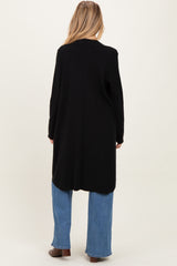 Black Knit Open Front Long Maternity Cardigan