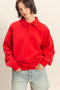 Red Oversized Polo Pullover