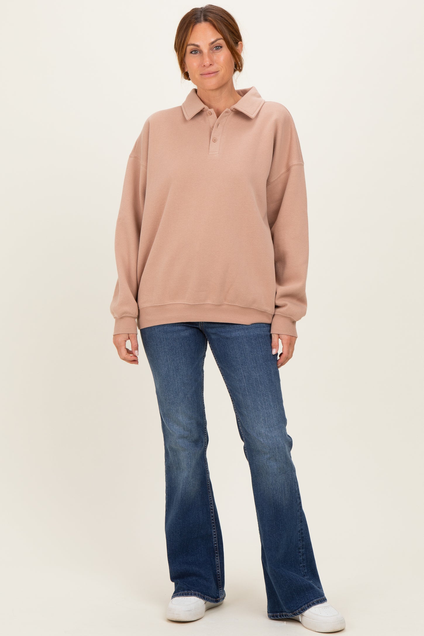 Camel Oversized Polo Pullover