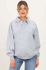 Heather Grey Oversized Polo Maternity Pullover