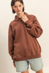 Brown Oversized Polo Pullover