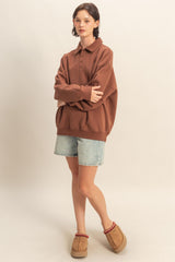 Brown Oversized Polo Pullover