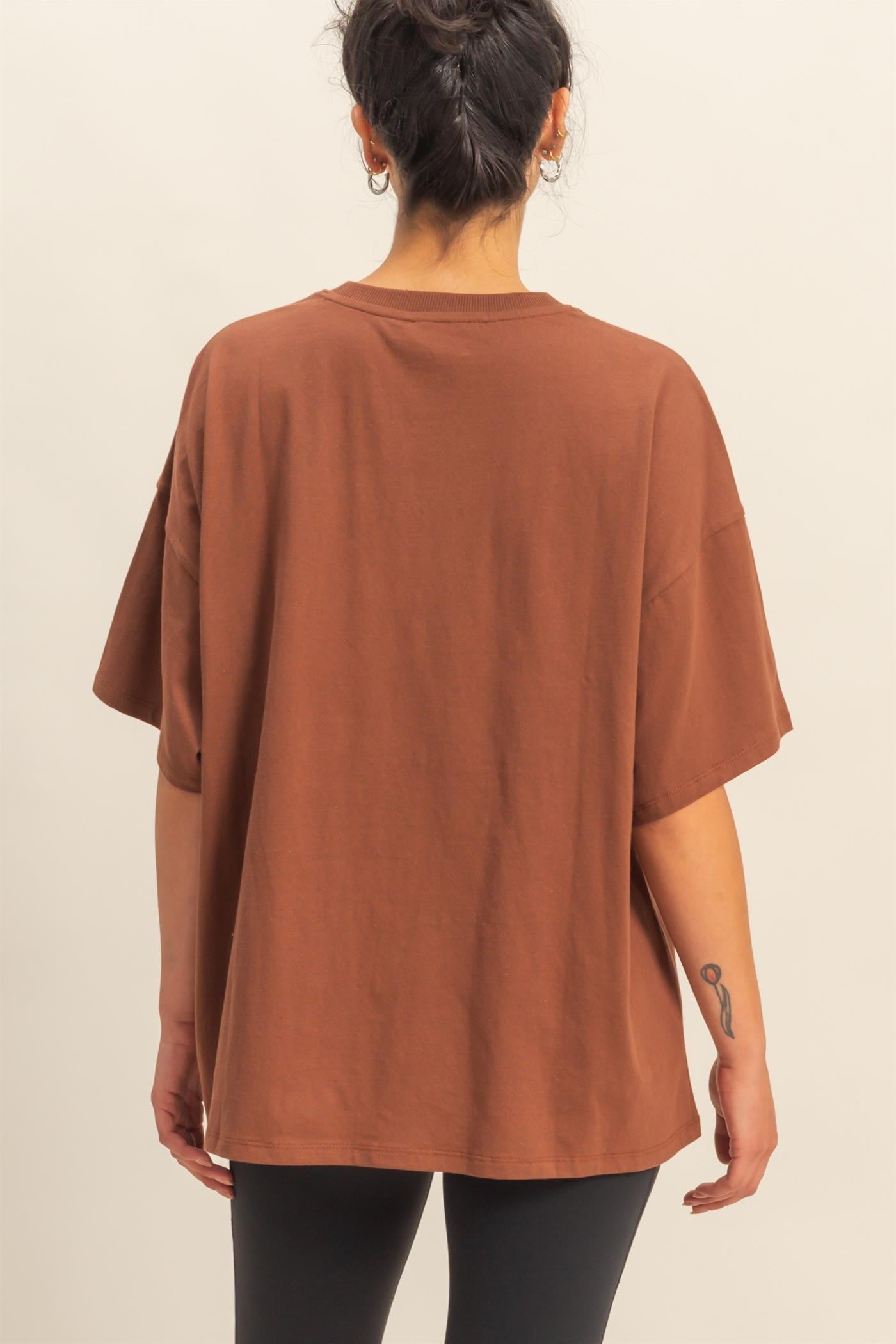 Chestnut Crew Neck Short Sleeve Oversized T-Shirt