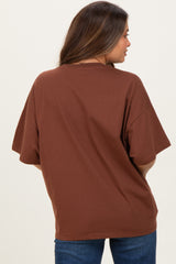Chestnut Crew Neck Short Sleeve Oversized Maternity T-Shirt