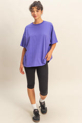 Purple Crew Neck Short Sleeve Oversized T-Shirt