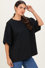 Black Crew Neck Short Sleeve Oversized T-Shirt
