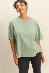 Light Sage Crew Neck Short Sleeve Oversized T-Shirt
