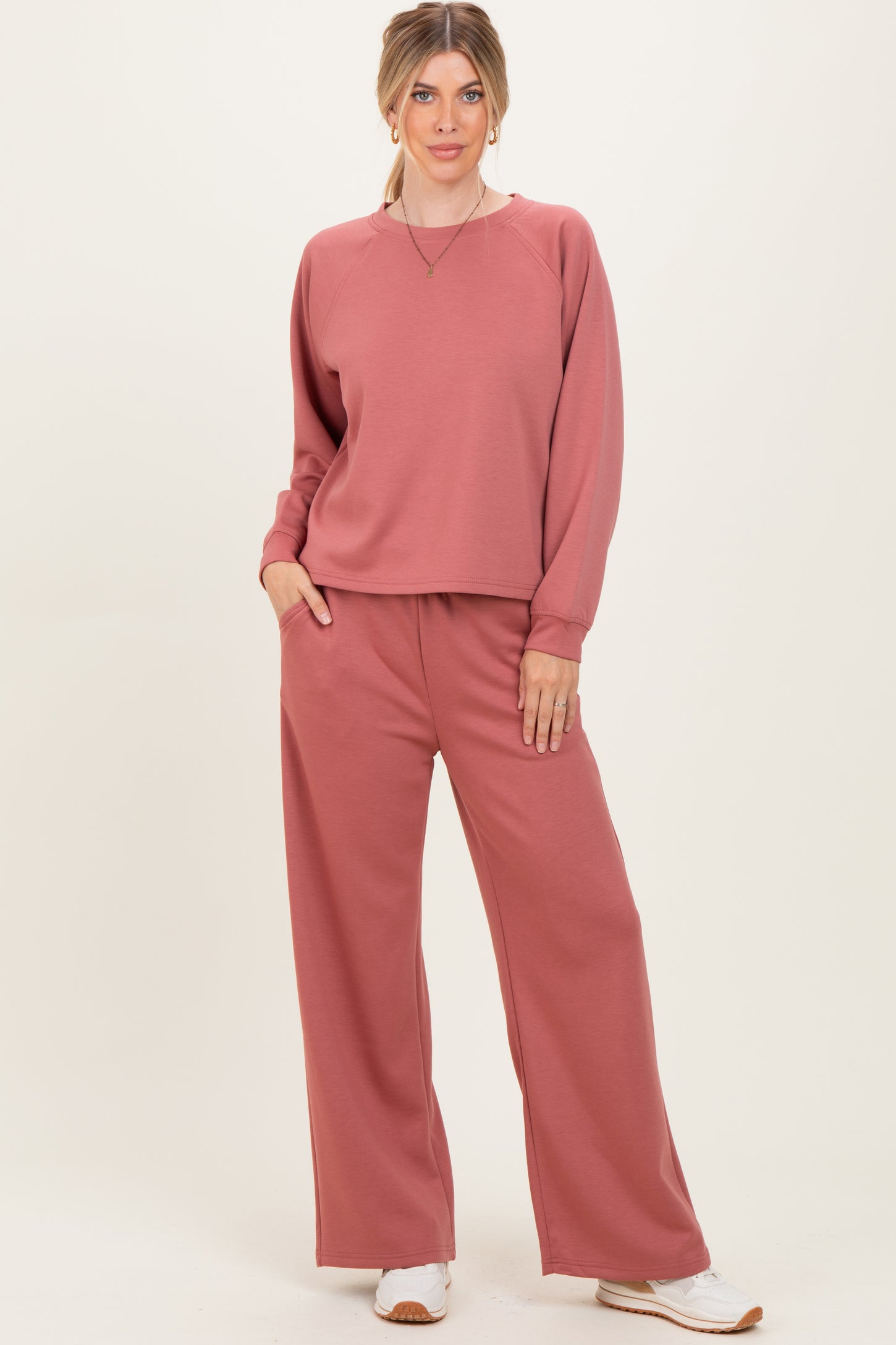 Mauve Crewneck Pullover Pant Set