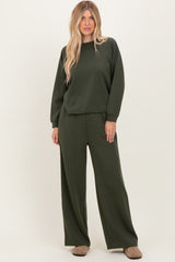 Olive Crewneck Pullover Pant Maternity Set