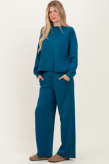 Deep Teal Crewneck Pullover Pant Set