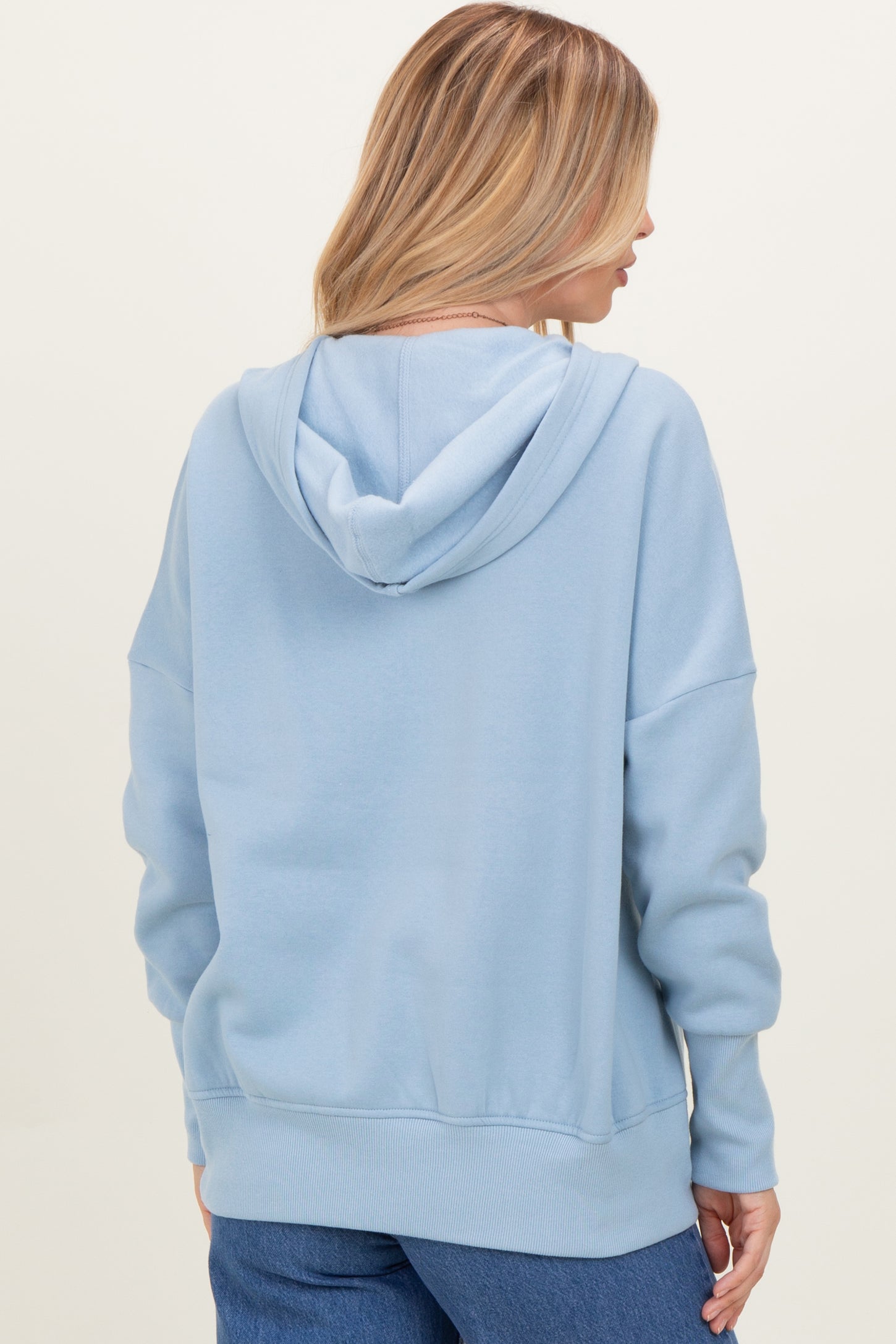 Light Blue Fleece Snap Button Hoodie