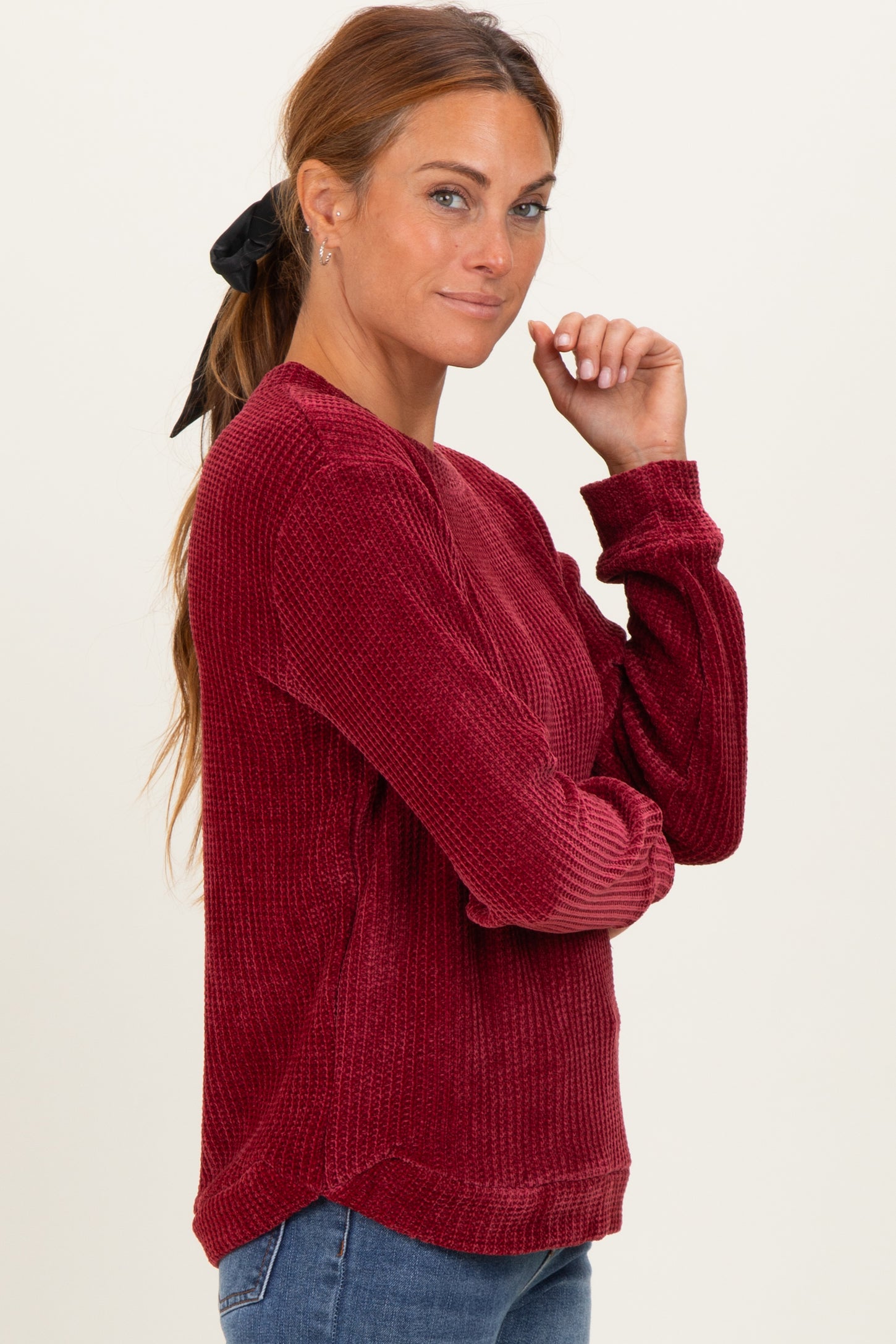 Burgundy Chenille Knit Sweater