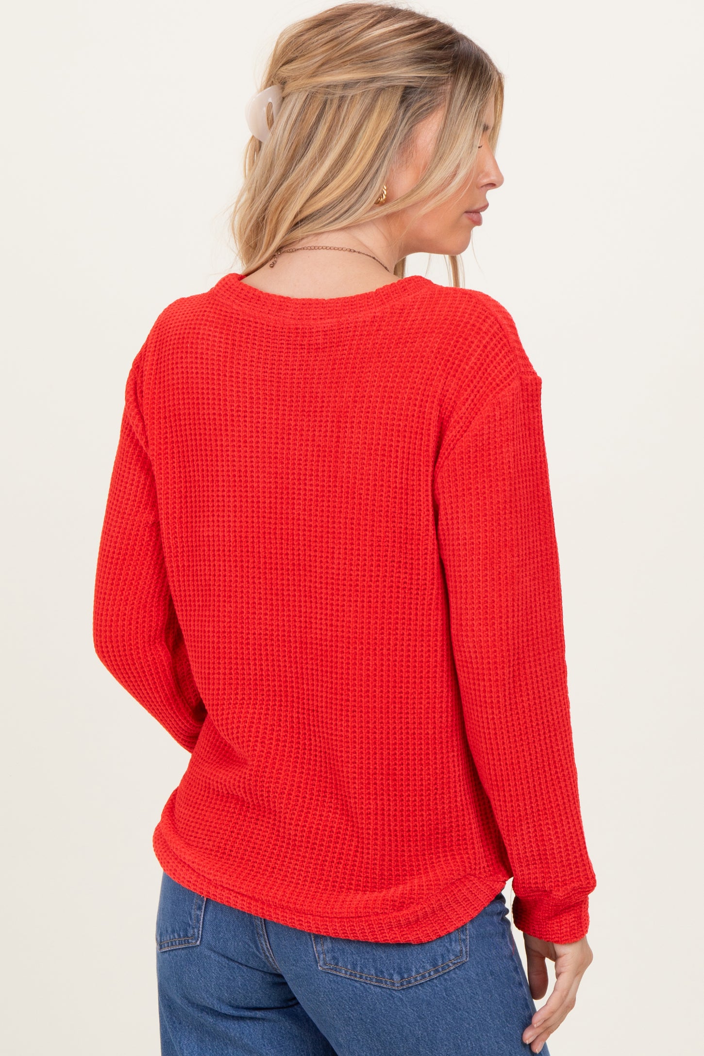Red Chenille Knit Sweater