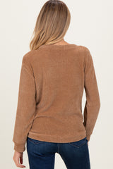 Camel Chenille Knit Maternity Sweater