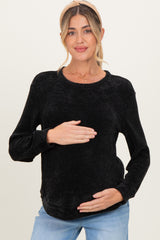 Black Chenille Knit Maternity Sweater