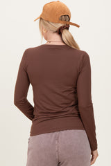 Dark Taupe Basic Long Sleeve Top