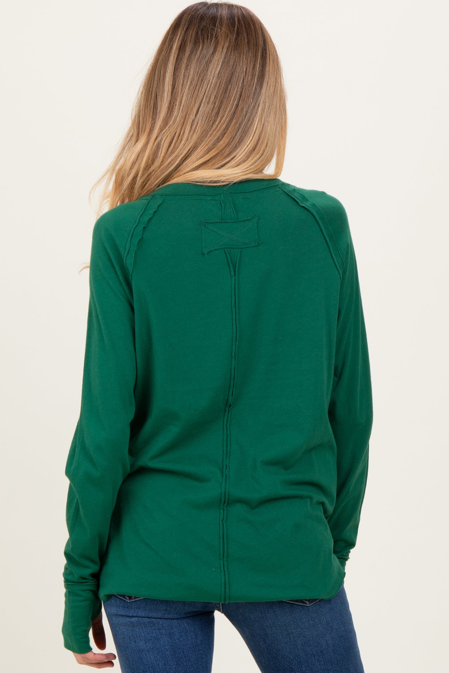 Forest Green Exposed Seam Long Sleeve Maternity Top