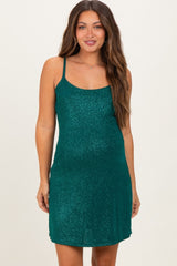 Green Sequin Sleeveless Maternity Mini Dress