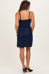 Navy Sequin Sleeveless Maternity Mini Dress