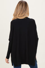 Black Mock Neck Oversized Sir Slit Maternity Sweater Top