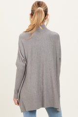 Grey Mock Neck Oversized Sir Slit Maternity Sweater Top
