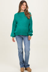 Forest Green Bubble Sleeve Maternity Sweater
