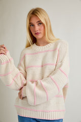 Ivory Stripe Detail Oversized Sweater