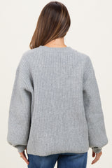 Heather Grey Knit Oversized Maternity Button Cardigan