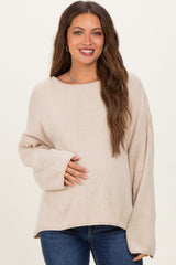 Oatmeal Oversized Boatneck Maternity Sweater