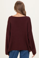 Burgundy Oversized Boatneck Maternity Sweater