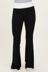 Black Contrast Waistband Flared Lounge Pants