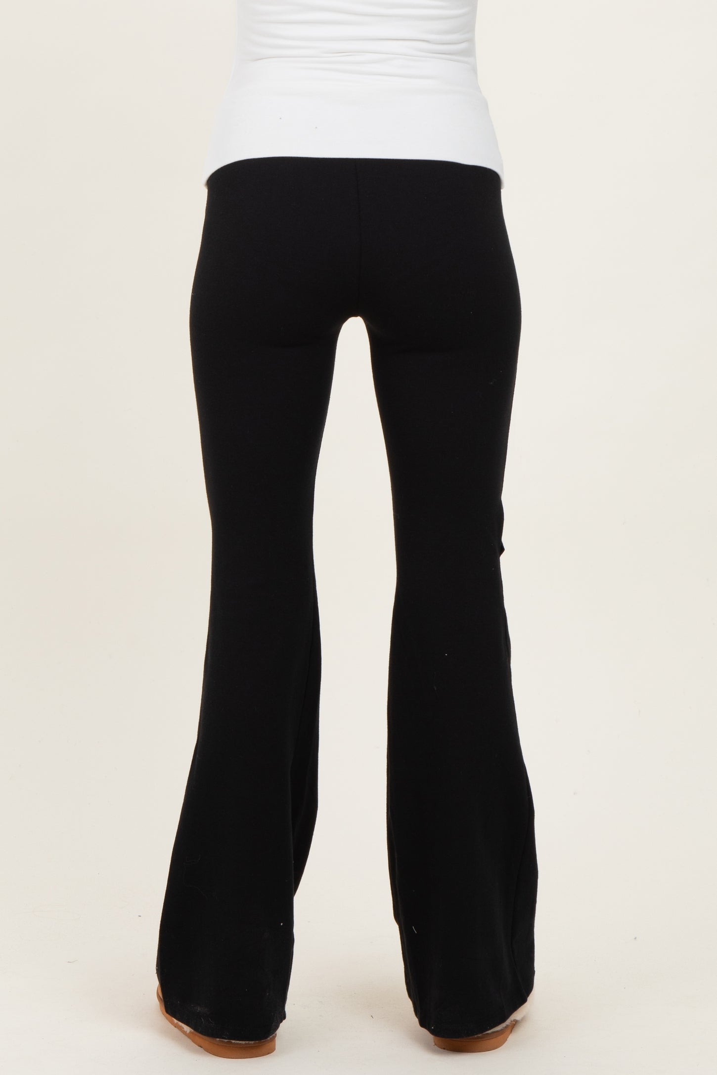 Black Contrast Waistband Flared Maternity Lounge Pants