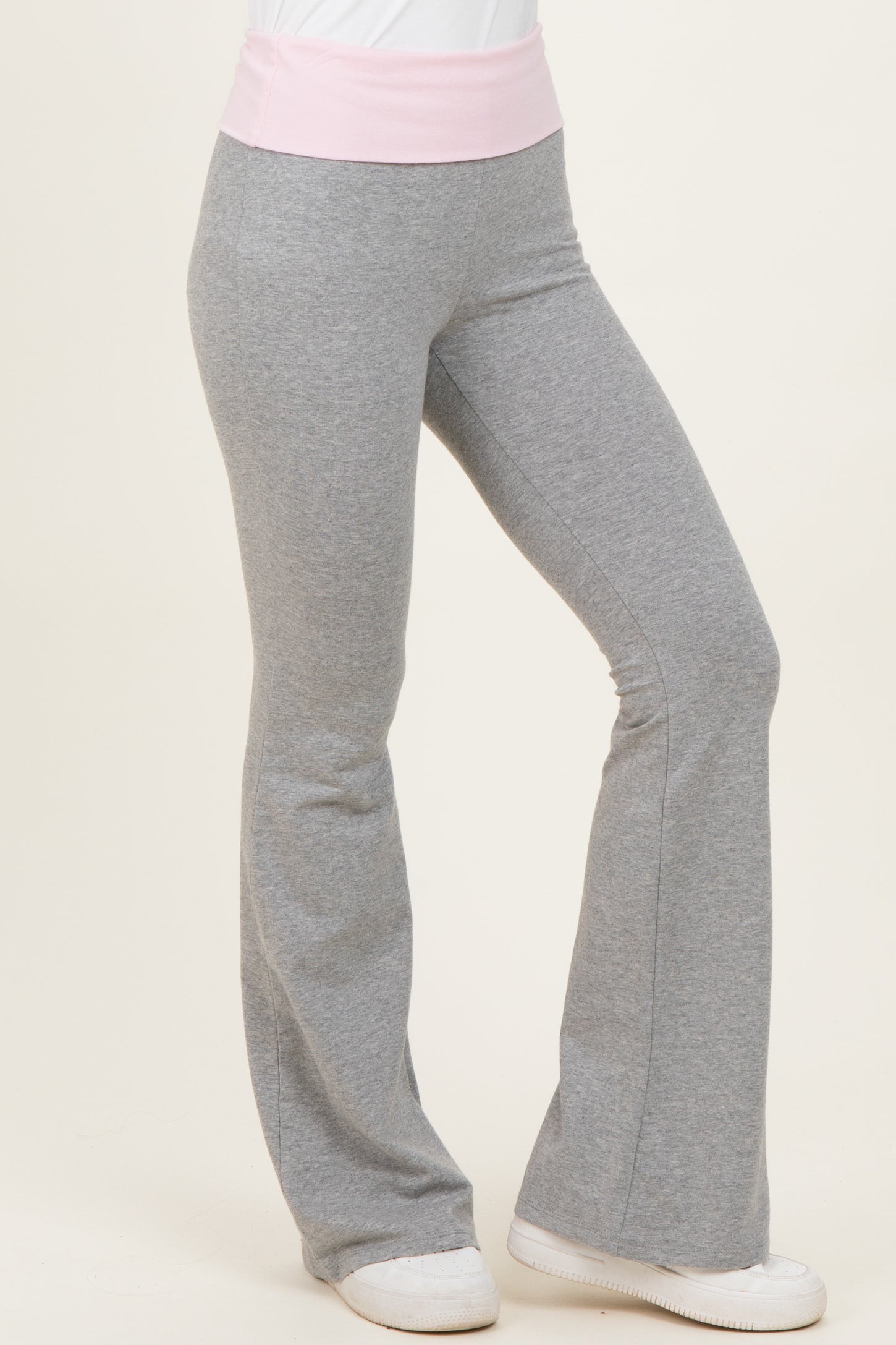 Heather Grey Contrast Waistband Flared Lounge Pants