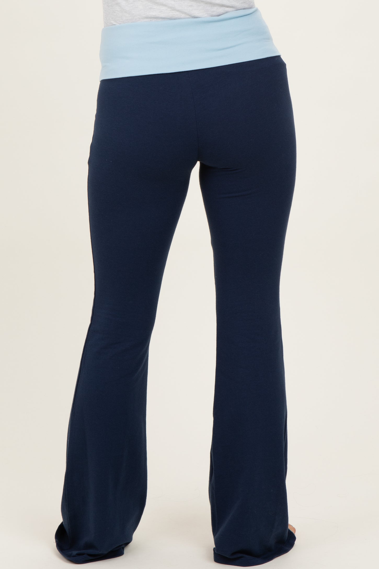 Navy Contrast Waistband Flared Maternity Lounge Pants