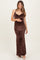 Brown Animal Print Halter Maternity Maxi Dress