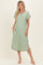 Sage Striped Button Detail Midi Dress