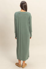 Light Olive Oversized Long Sleeve Midi Dress