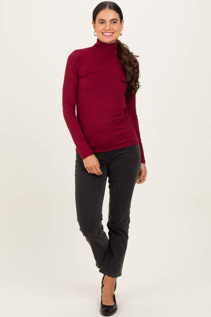 Wine Mock Neck Top