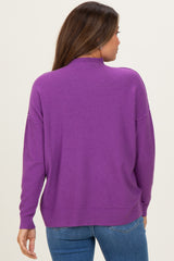 Violet Mock Neck Exposed Seam Maternity Sweater