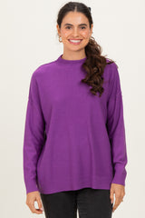 Violet Mock Neck Exposed Seam Maternity Sweater