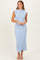 Sky Blue Ribbed Knit Mock Neck Maxi Dress