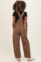 Mocha Barrel Leg Maternity Overalls