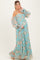 Mint Floral Lace Smocked Long Sleeve Off Shoulder Maternity Maxi Dress