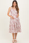 Burgundy Floral Button Down Tiered Maternity Dress