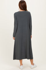 Olive Relaxed Fit Long Sleeve Basic Dress
