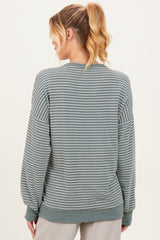 Olive Striped Crew Neck Pullover Maternity Top