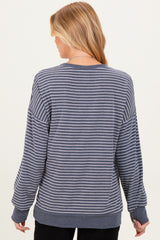 Navy Striped Crew Neck Pullover Maternity Top