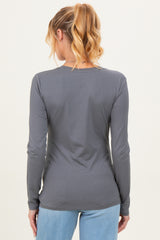 Slate Grey Basic Long Sleeve Maternity Top