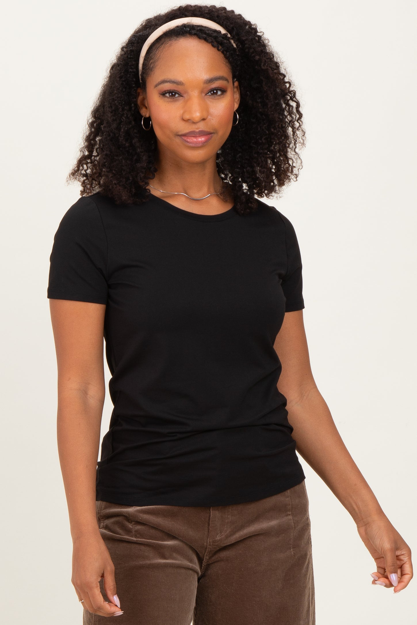 Black Basic Short Sleeve Maternity Tee