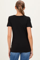 Black Basic Short Sleeve Maternity Tee
